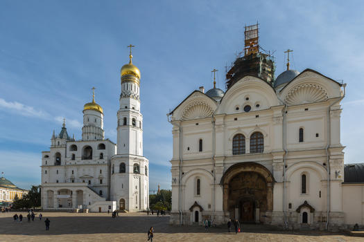 莫斯科大天使教堂与伊凡大帝塔楼图片素材免费下载