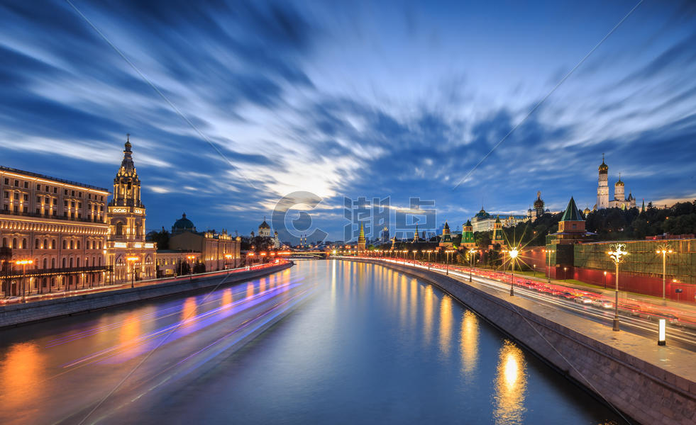 莫斯科河上的建筑风光图片素材免费下载