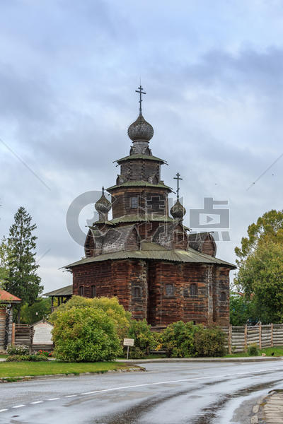 莫斯科郊区金环小镇苏兹达尔木质教堂图片素材免费下载
