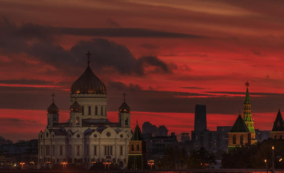 莫斯利基督救世主大教堂日落风光图片素材免费下载