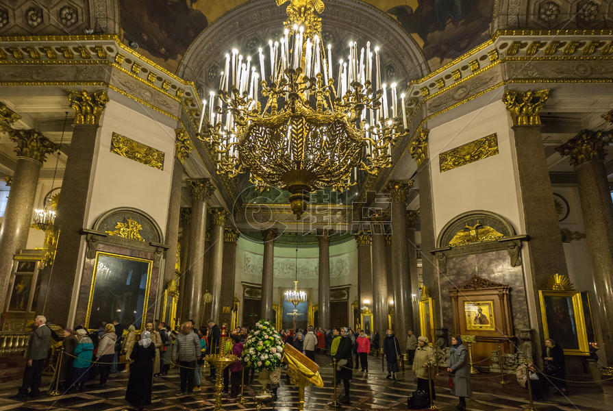 圣彼得堡著名景点喀山大教堂内部图片素材免费下载
