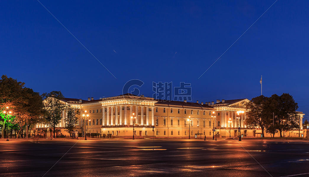 圣彼得堡冬宫广场海军总部夜景图片素材免费下载