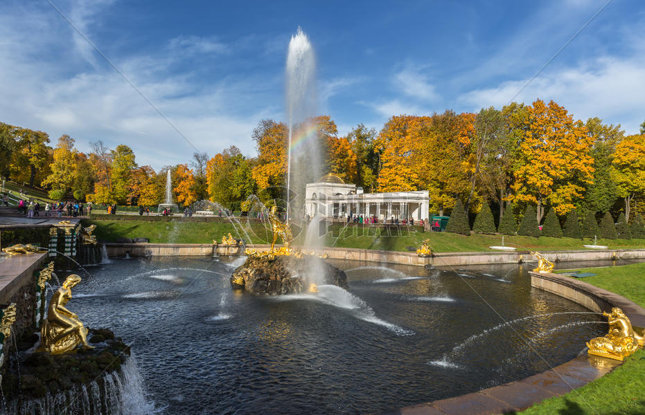 圣彼得堡夏宫下花园参孙喷泉图片素材免费下载