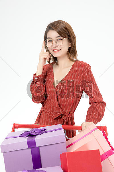 女性购物买礼物图片素材免费下载