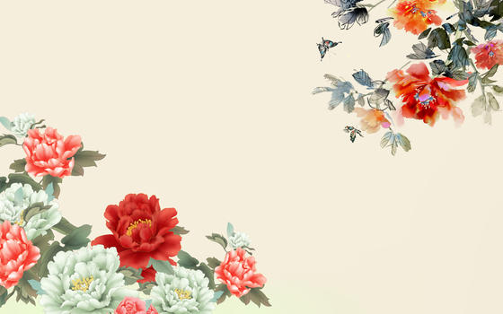 中式花朵背景墙图片素材免费下载