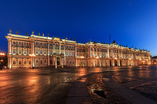 圣彼得堡冬宫广场冬宫博物馆夜景图片素材免费下载