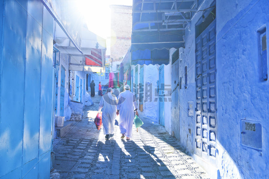 摩洛哥蓝色之城舍夫沙万图片素材免费下载