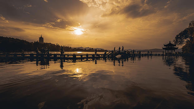 杭州西湖夕阳图片素材免费下载