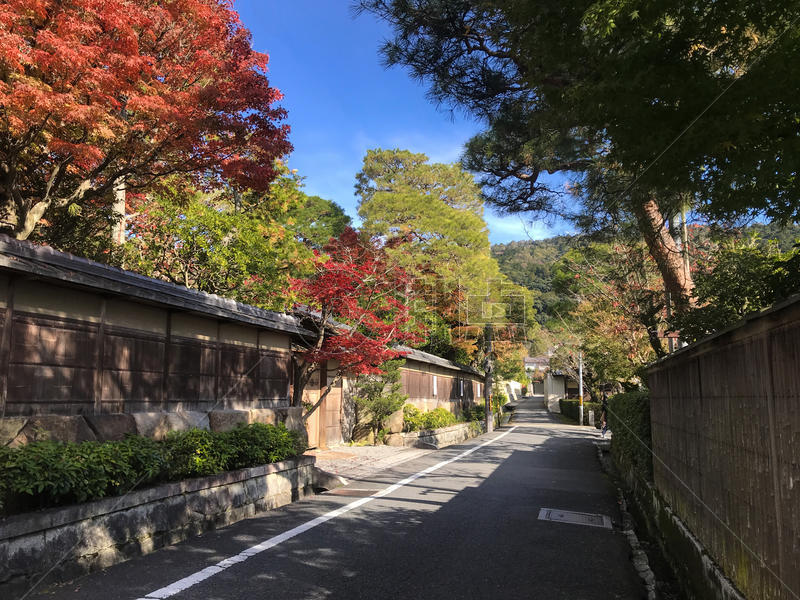 日本京都小径秋景图片素材免费下载