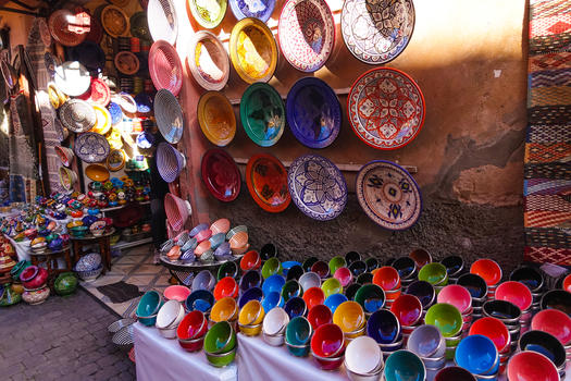 摩洛哥老市场碗碟餐具纪念品图片素材免费下载