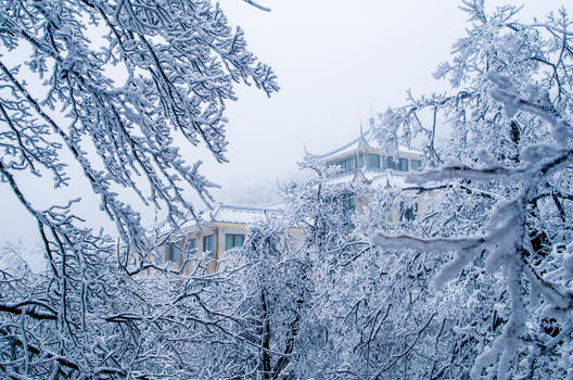 黄山雾凇建筑雪景图片素材免费下载