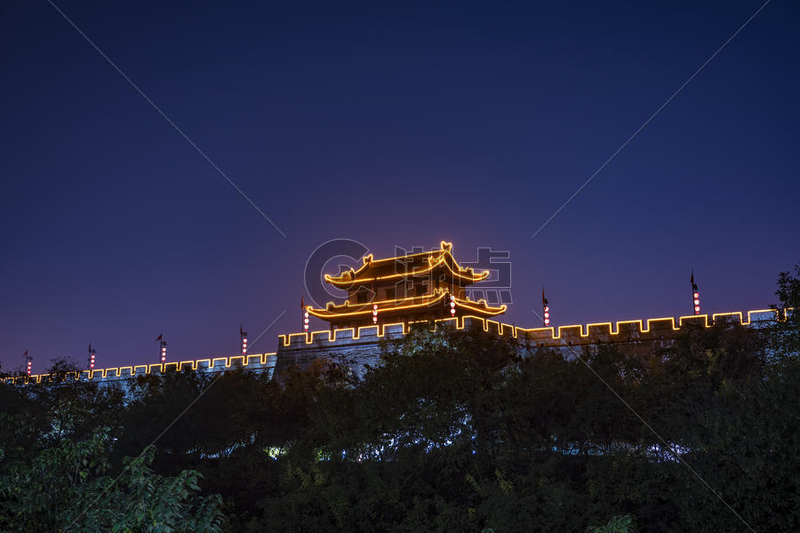 夜景西安城墙图片素材免费下载
