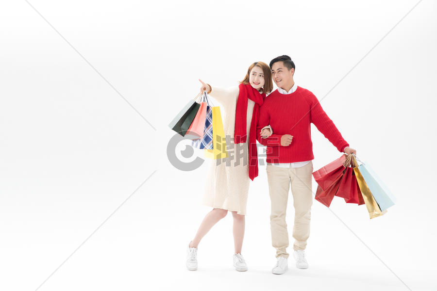 新年情侣逛街购物图片素材免费下载