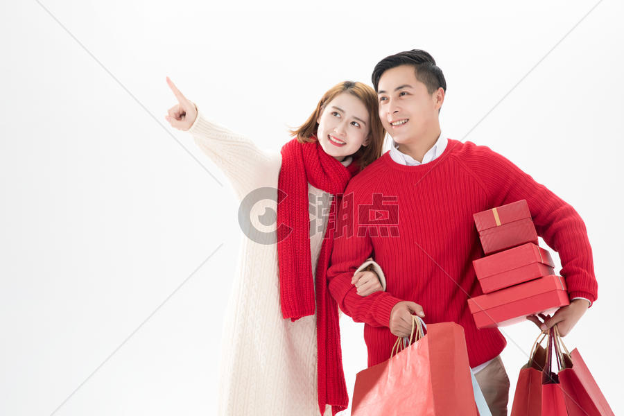 新年情侣逛街购物图片素材免费下载
