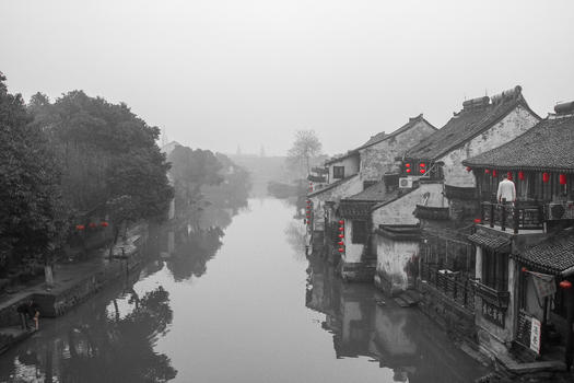 水墨风格浙江嘉兴西塘风景区图片素材免费下载