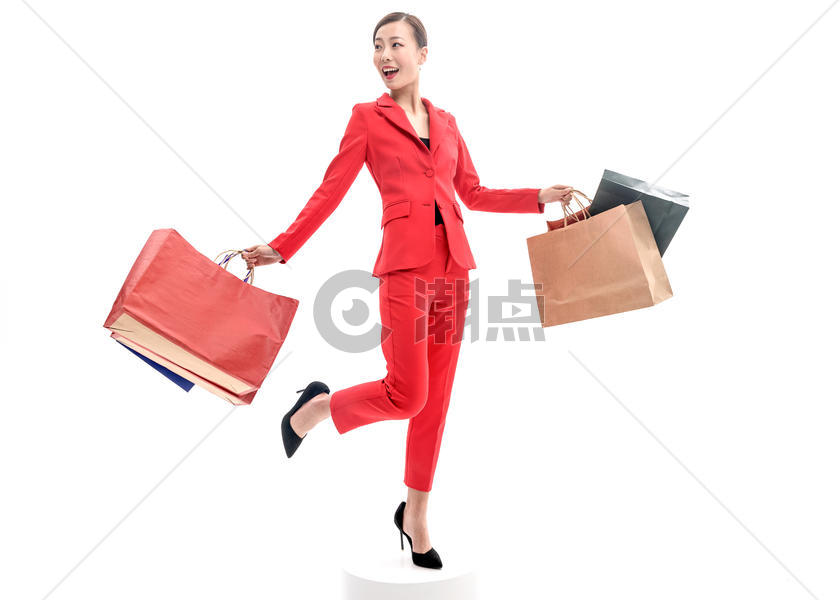红西装女性购物图片素材免费下载