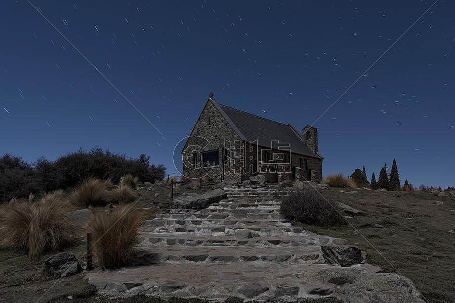 新西兰南岛好牧人教堂延时夜景图片素材免费下载