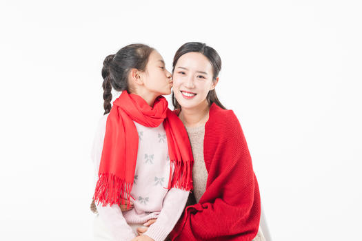新春母女亲吻图片素材免费下载
