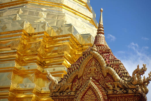 泰国清迈双龙寺寺内建筑图片素材免费下载