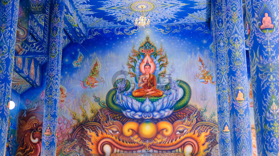 泰国清迈清莱蓝庙壁画图片素材免费下载