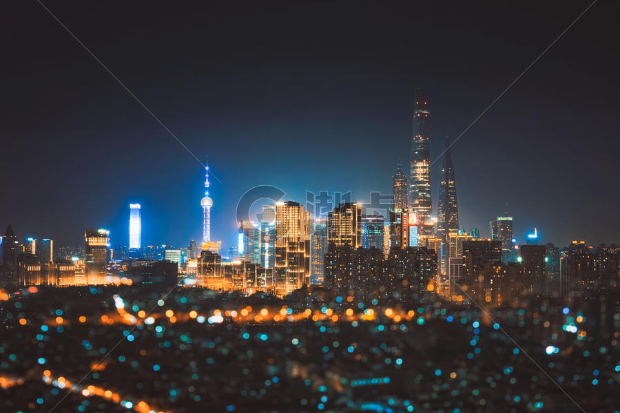 移轴上海夜景图片素材免费下载