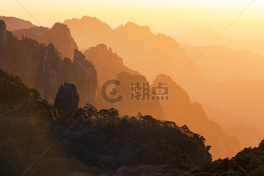 黄山日落风景图片素材免费下载