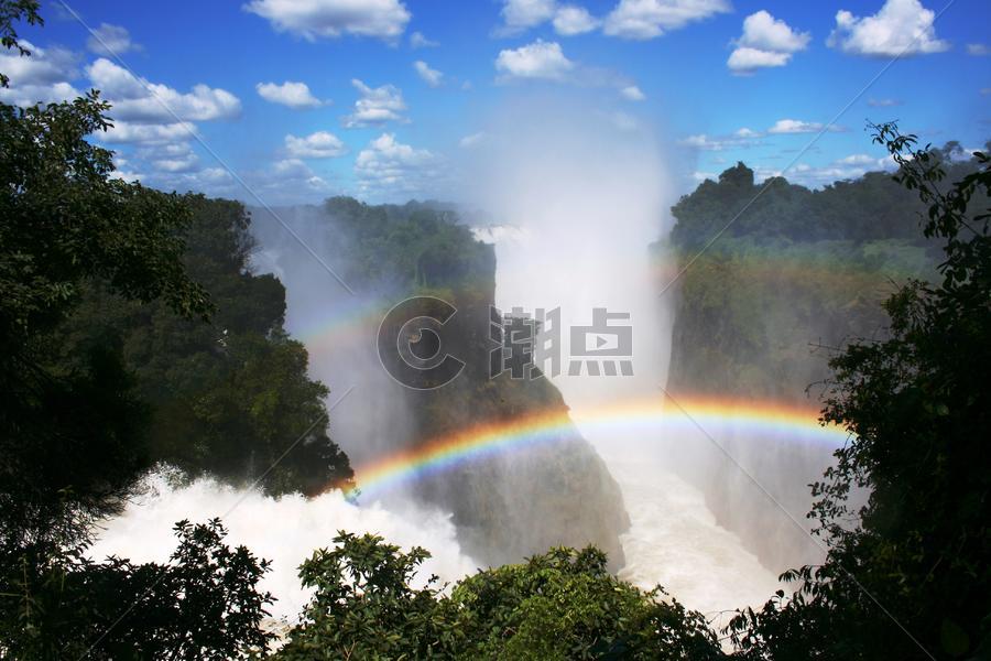维多利亚大瀑布彩虹图片素材免费下载