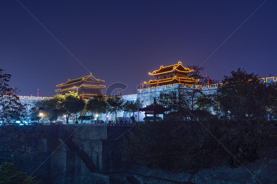 夜景西安城墙图片素材免费下载