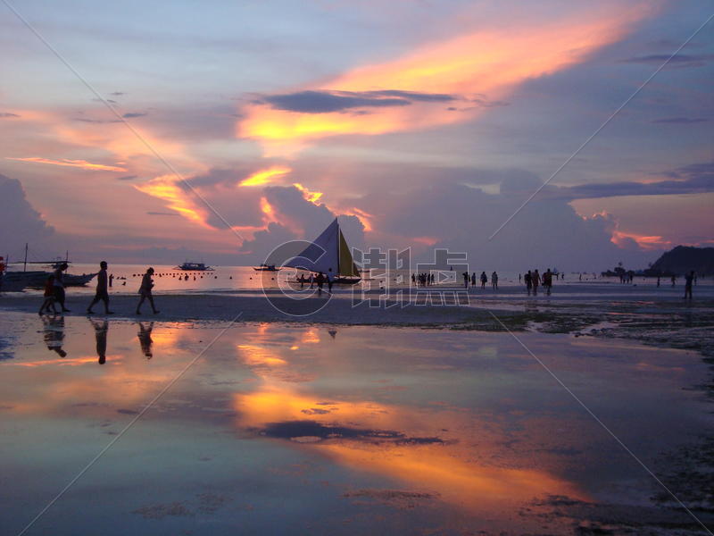 菲律宾海滩晚霞图片素材免费下载