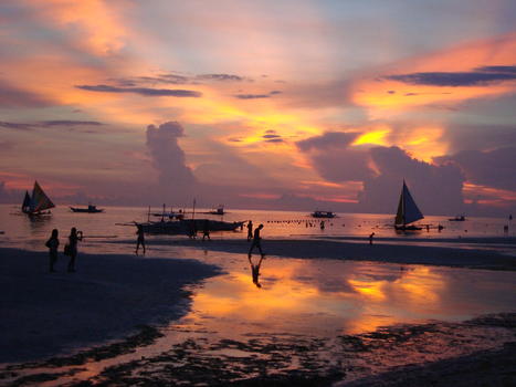 菲律宾长滩岛海滩晚霞图片素材免费下载