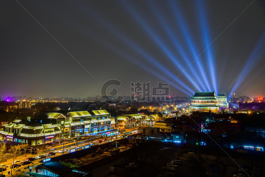 北京钟鼓楼灯光秀图片素材免费下载