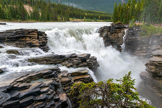 加拿大贾斯珀国家公园阿达巴斯卡瀑布风光图片素材免费下载