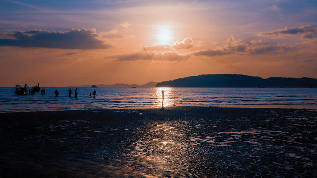 泰国甲米海滩日落图片素材免费下载