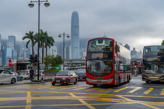 香港维多利亚港湾公交车站图片素材免费下载