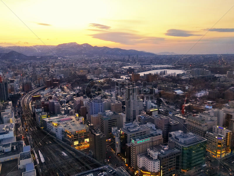 日本北海道札幌城市天际线图片素材免费下载