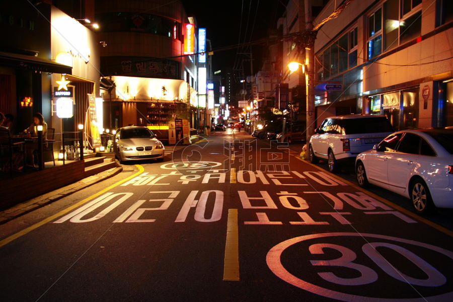 韩国首尔街道夜景图片素材免费下载