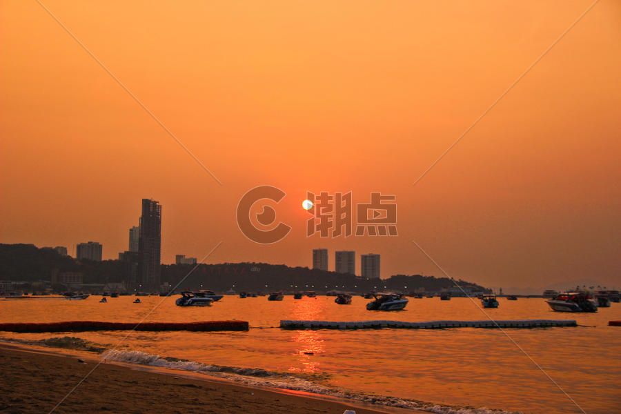 泰国芭提雅海边日落图片素材免费下载