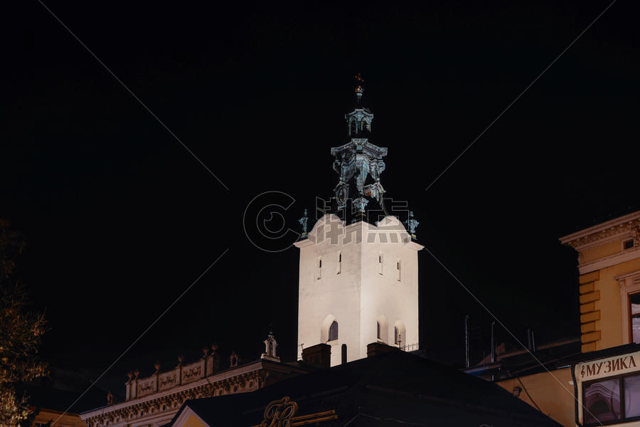 世界遗产利沃夫夜景图片素材免费下载