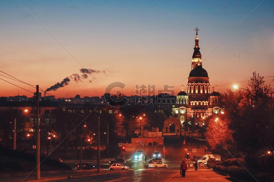 乌克兰东部哈尔科夫城市夜景图片素材免费下载