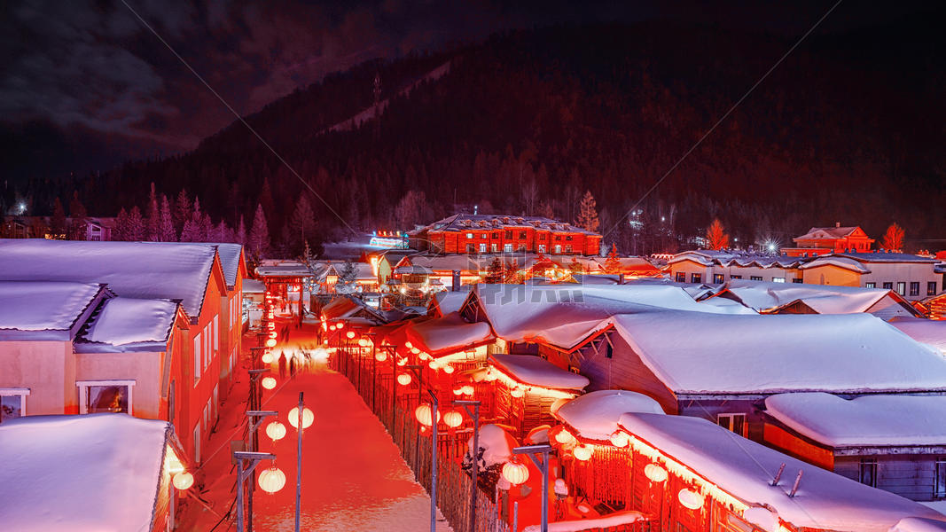 中国雪乡夜景图片素材免费下载