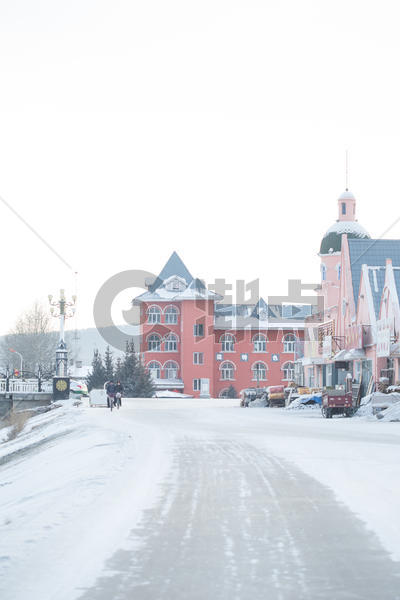 内蒙古冬季小镇风光图片素材免费下载