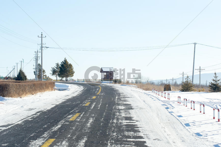 冬季内蒙古公路雪景风光图片素材免费下载