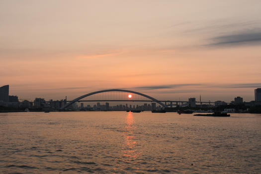 上海卢浦大桥日出图片素材免费下载