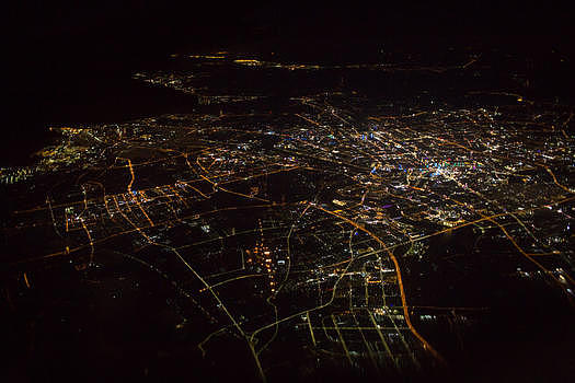 上海城市上空夜景飞机视角图片素材免费下载