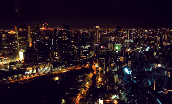日本大阪城市夜景图片素材免费下载