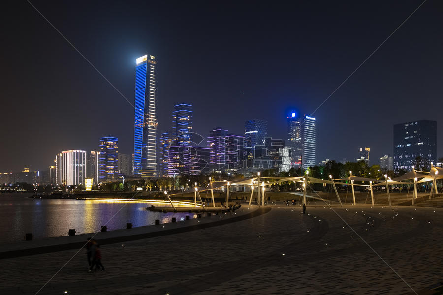 节日的深圳湾公园海滩夜景图片素材免费下载