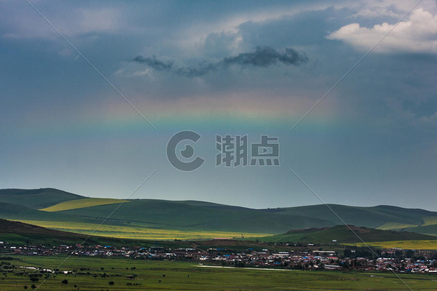 内蒙古额尔古纳湿地雨后彩虹图片素材免费下载