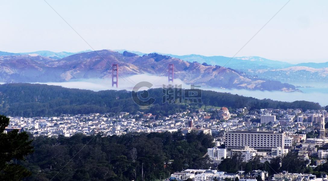 美国西部行旧金山雾锁金门桥图片素材免费下载