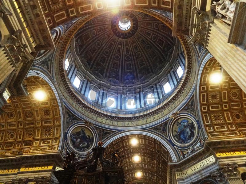 梵蒂冈圣彼得大教堂内穹顶图片素材免费下载