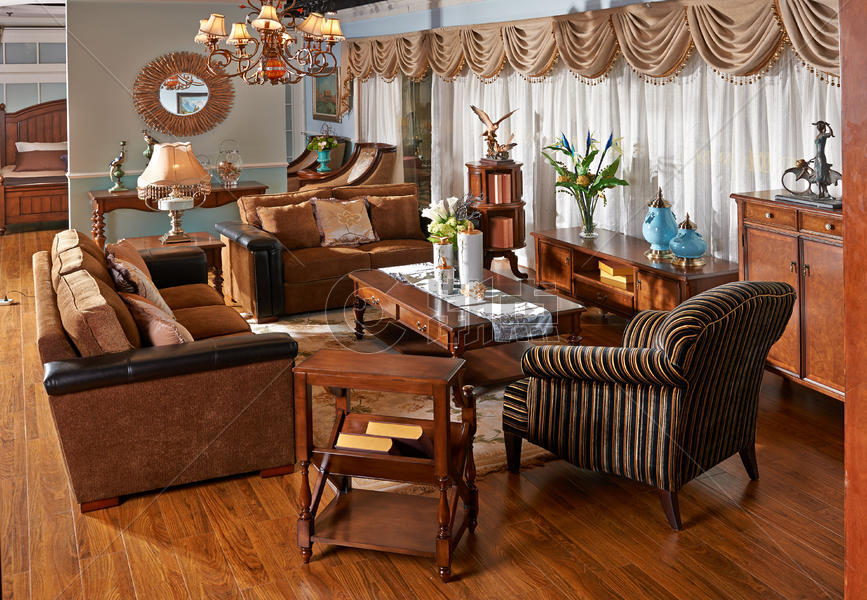 室内客厅古典实木家具图片素材免费下载
